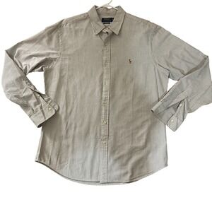 Polo Ralph Lauren Mens XL Oxford Custom Fit Striped Cotton Button Down Preppy